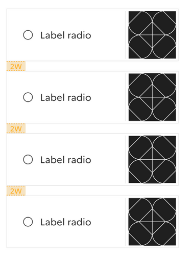 Indication sur l'espacement à respecter entre des boutons radio riches en mobile